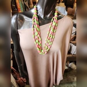 💖💚 Pretty in Pink and Green Statement Necklace with Earrings Set💚💖- 2 Styles